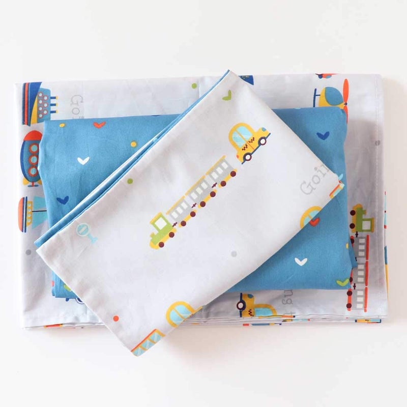 Emenpy 100% Cotton Crib Bedding Set for Baby Boys Girls,3 Pcs Baby Bed Linen Include Duvet Cover,Fitted Sheet,Pillowcase,Nursery Decoration,No Filler(Navy) - Image 2